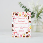 Schreeuw voor Ice Cream Meisjes Lief Schattig Verj Uitnodiging Briefkaart (Staand voorkant)