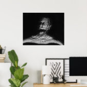 Schreeuw zwart-wit foto poster (Thuiskantoor)