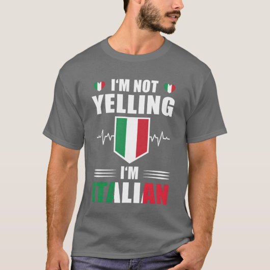 Schreeuwen Italiaanse hartslag Italiaanse vlag ret T-shirt (Voorkant)