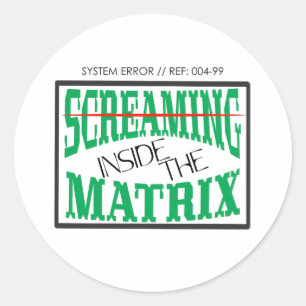 Schreeuwend Binnen Glitch Art Cyberpunk Typografie Ronde Sticker