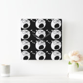 Schreeuwend Droevig Rond Zwart-wit Gezicht Vierkante Klok (Huis)