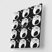 Schreeuwend Droevig Rond Zwart-wit Gezicht Vierkante Klok (Hoek)