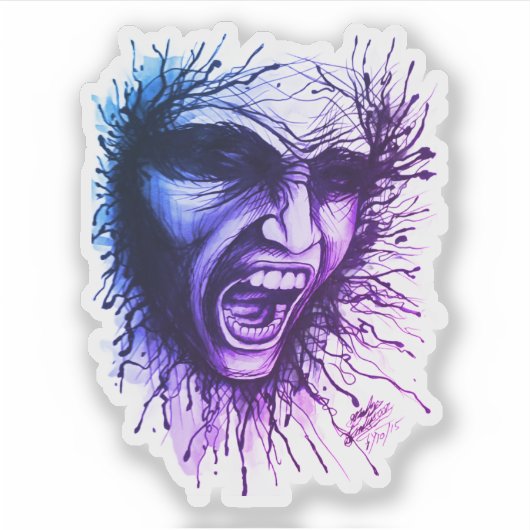 Schreeuwend gezicht Sticker (Voorkant)