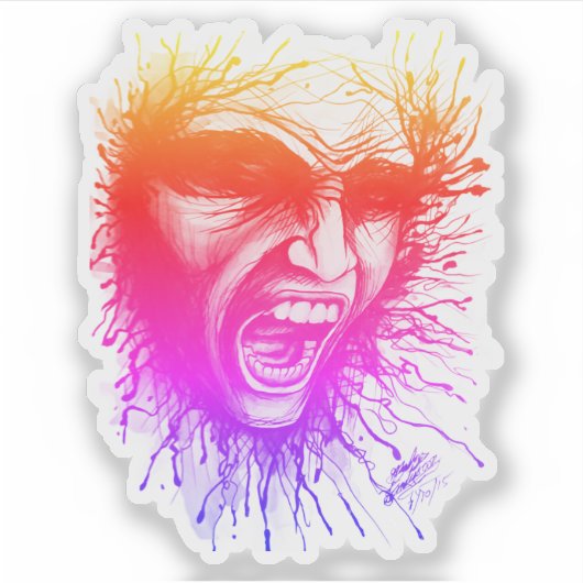 Schreeuwend gezicht Sticker (Voorkant)