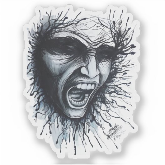 Schreeuwend gezicht Sticker (Voorkant)