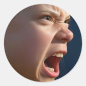 Schreeuwend meisje kleine ronde stickers (Voorkant)