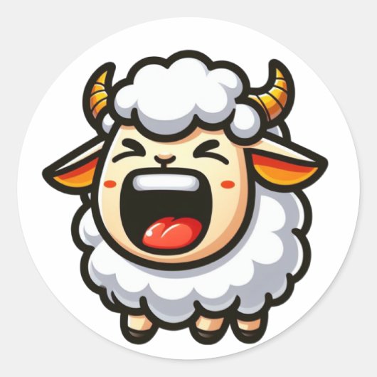 Schreeuwend Schattige Schaap Ronde Sticker (Voorkant)