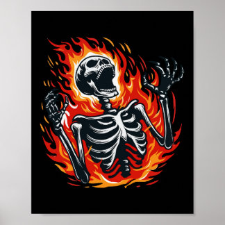 Schreeuwend Skelet in Brand Poster
