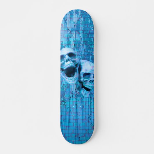 Schreeuwende blauwe schedels skateboard (Voorkant)