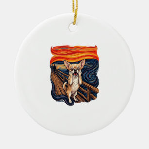 Schreeuwende Chihuahua Hond Schreeuw Brug_1 Keramisch Ornament