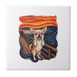 Schreeuwende Chihuahua Hond Schreeuw Brug_1 Tegeltje