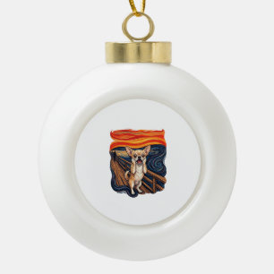 Schreeuwende Chihuahua-hond Schreeuwbrug_1 Keramische Bal Ornament