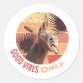 Schreeuwende ezel - alleen goede vibes ronde sticker (Voorkant)