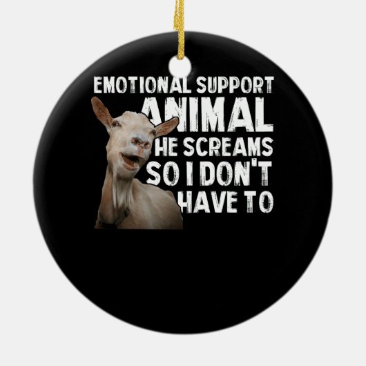 Schreeuwende Geit Emotionele Ondersteuning Dierlij Keramisch Ornament (Achterkant)