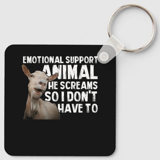 Schreeuwende Geit Emotionele Ondersteuning Dierlij Sleutelhanger (Achterkant)