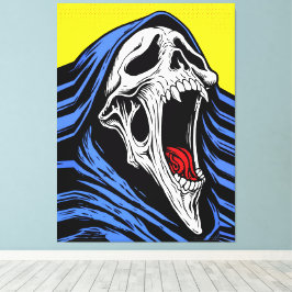 Schreeuwende Hel Schedel Pop Art Hood Horror Canvas Afdruk