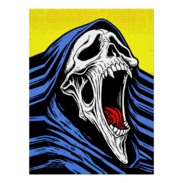 Schreeuwende Hel Schedel Pop Art Hood Horror Perfect Poster