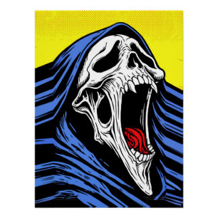 Schreeuwende Hel Schedel Pop Art Hood Horror Perfect Poster