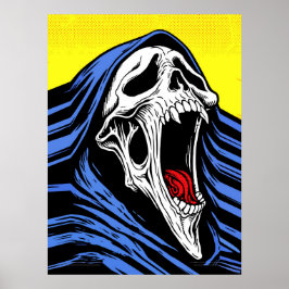 Schreeuwende Hel Schedel Pop Art Hood Horror Poster
