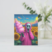 Schreeuwende Holding Katoen Snoep in Zonnebloemvel Briefkaart (Staand voorkant)