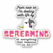 Schreeuwende kaketoe met tekst sticker (Voorkant)