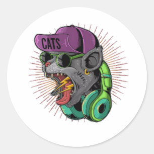 Schreeuwende kat hypebeast tiener ronde sticker