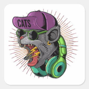 Schreeuwende kat hypebeast tiener vierkante sticker