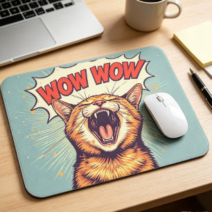 Schreeuwende kat Retro Pop Art Grappige kantoor mu Muismat