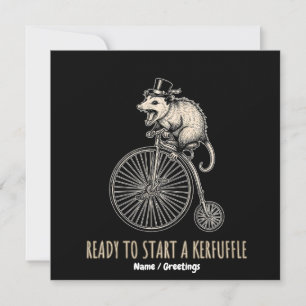 Schreeuwende Opossum Ophef Antieke Fiets Kaart