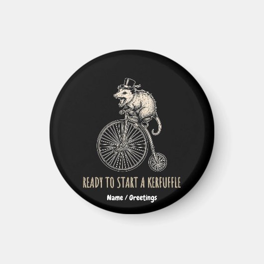 Schreeuwende Opossum Ophef Antieke Fiets Magneet (Voorkant)
