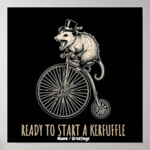 Schreeuwende Opossum Ophef Antieke Fiets Poster