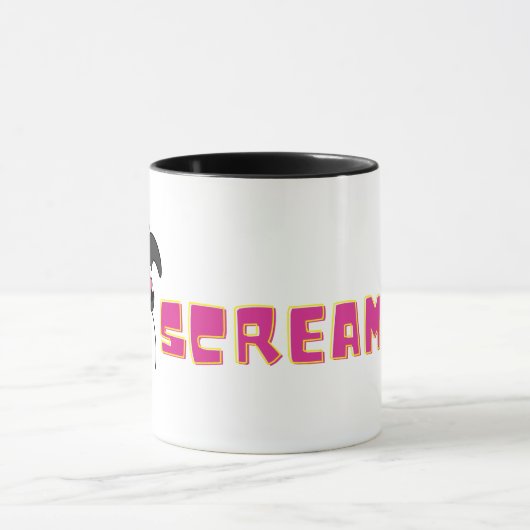 Schreeuwende papegaai met roze tekst mok (Midden)