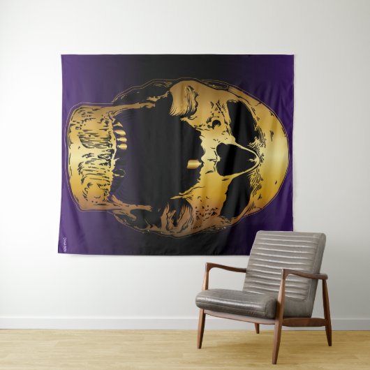 Schreeuwende schedel op Paarse - Schedels Wandkleed (In Situ (horizontaal))