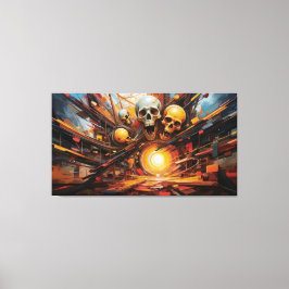 Schreeuwende schedels in vlammen canvas afdruk