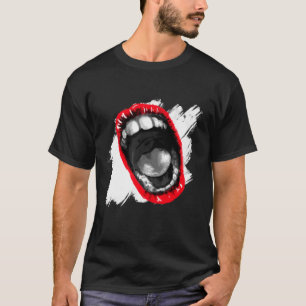 Schreeuwende wijd open mond t-shirt