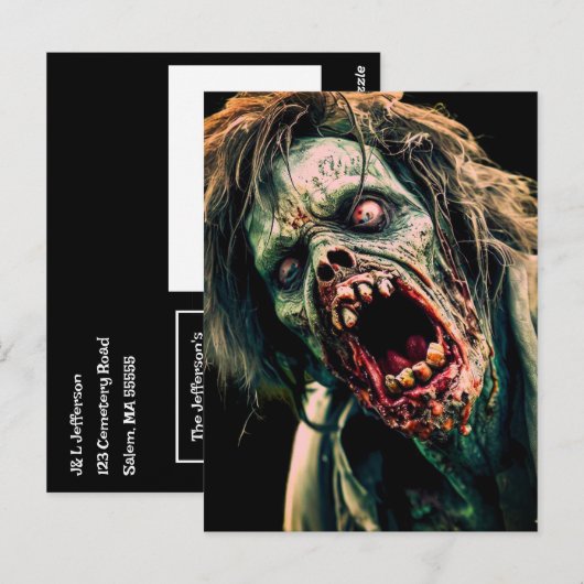 Schreeuwende Zombie Briefkaart (Voorkant / Achterkant)