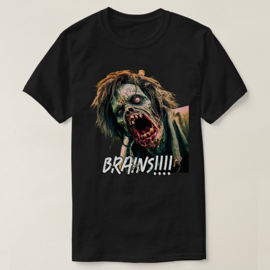 Schreeuwende Zombie Hersenen T-shirt (Design voorkant)