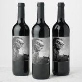 Schreeuwende zombie jubileum wijn etiket (Flessen)