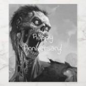 Schreeuwende zombie jubileum wijn etiket (Enkel label)