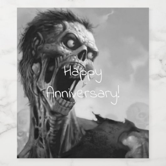Schreeuwende zombie jubileum wijn etiket (Enkel label)