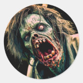 Schreeuwende Zombie Ronde Sticker (Voorkant)
