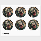 Schreeuwende Zombie Ronde Sticker (Vel)