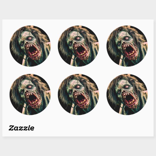 Schreeuwende Zombie Ronde Sticker (Vel)