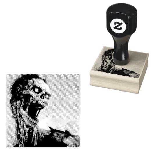 schreeuwende zombie rubberstempel (Gestempeld)