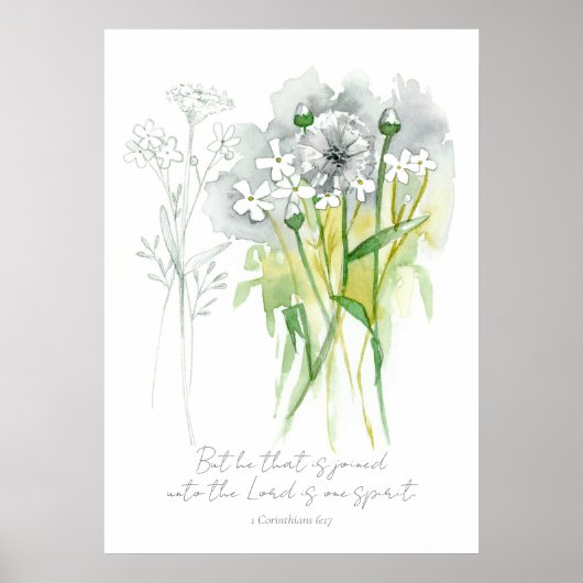 Schrift 1 Corinthians 6:17 Bijbel Botanisch Poster (Voorkant)