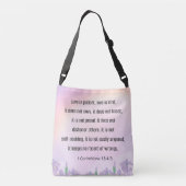 Schrift, 1 Korintiërs 13 4-5, Crossbody Tas (Achterkant)