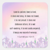 Schrift, 1 Korintiërs 13 4-6, Liefde, Vierkante Sticker (Voorkant)