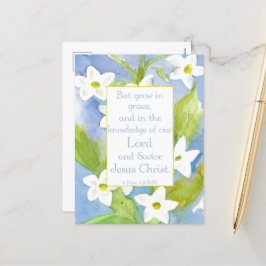 Schrift 2 Petrus 3:18 Nicotiana Bloemen Feestdagenkaart