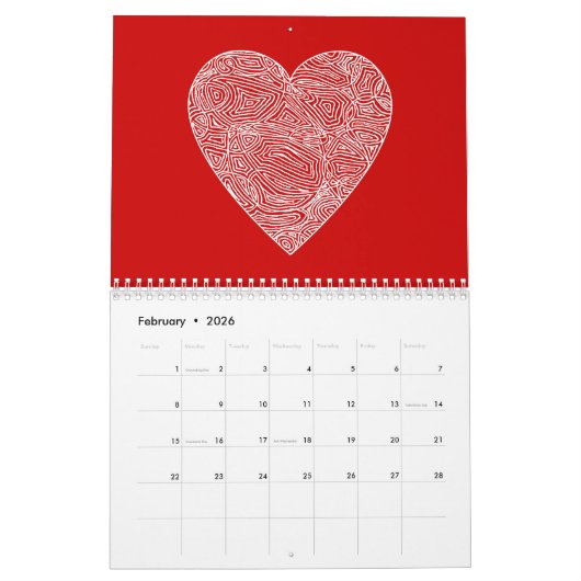 Schrift agenda (met Christelijke Design) Kalender (Feb 2026)