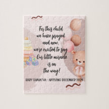Schrift Baby Aankondiging Puzzel Kaart Dit Kind